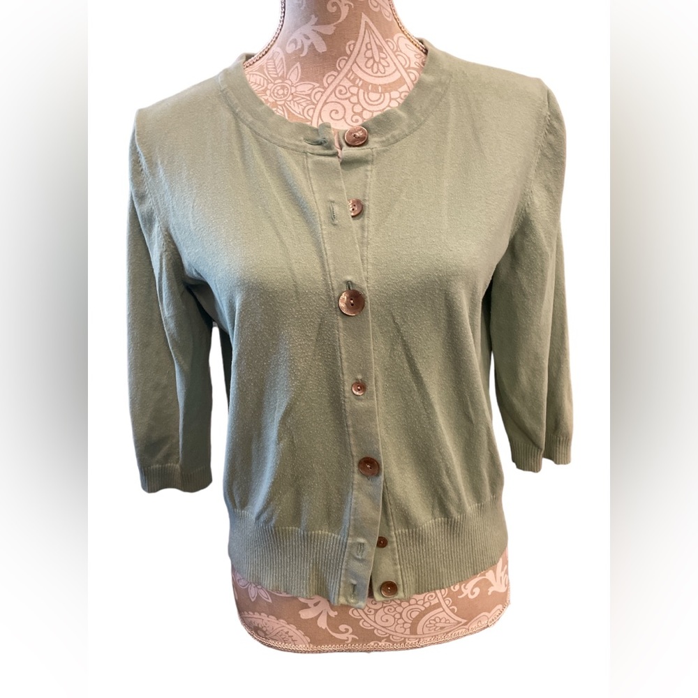 J. Jill Women’s Size Medium Green Cardigan Sweater